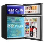 Walsh Compact Refrigerator, Dual Door Fridge, Adjustable Mechanical Thermostat with Freezer, Reversible Doors, 3.1 Cu.Ft, Black
