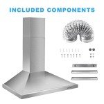 Tieasy Range Hood, Range Hoods 30 inch Stainless Steel, 450 CFM Kitchen Hood with LED Light Baffle Filters, 3 Speed Exhaust Fan Vent Hood