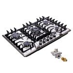 Gas Cooktop 30 Inch, Built-in 5 Burners Stainless Steel Gas Stovetop LPG/NG Convertible Gas Stove Top Dual Fuel Gas Hob DM5722