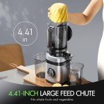 Juicer Machines, Cold Press Juicer with 4.41" Wide Feed Chute, 350W Slow Masticating Juicers for Whole Vegetables & Fruits, High Juice Yield, Easy to Clean, Large Auger, Silver