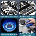 Gas Cooktop 30 Inch, Built-in 5 Burners Stainless Steel Gas Stovetop LPG/NG Convertible Gas Stove Top Dual Fuel Gas Hob DM5722