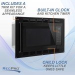 RecPro RV Kitchen Air Fryer & Convection Microwave with Trim Kit | 1.0 Cu. Ft. | 120V | 6 Cooking Modes (Black)
