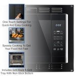 RecPro RV Kitchen Air Fryer & Convection Microwave with Trim Kit | 1.0 Cu. Ft. | 120V | 6 Cooking Modes (Black)