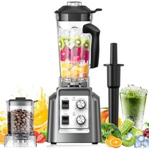 Blender for Smoothies, 2-in-1 Blender & Grinder Combo, Blenders for Kitchen, 1800 Peak Watts, 68 Oz Large Capacity, BPA-Free Countertop Blenders for Ice Crushing, Frozen Drinks, Silver