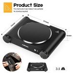 Cusimax Portable Electric Stove, 1200W Infrared Single Burner Heat-up In Seconds, 7 Inch Ceramic Glass Single Hot Plate Cooktop for Dorm Office Home Camp, Compatible w/All Cookware - Upgraded Version