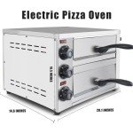 KOOTEN 2 Tier Tabletop Pizza Oven - Indoor Electric Commercial Stainless Steel With Timer for Home and Restaurant