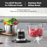 Food Processors, Powerful 500W Food Chopper Meat Grinder & Veggie Chopper with 2 Bowls(8 Cup+8 Cup) & 2 Bi-Level Blades with Electric Food Copper Motor -Vegetable, Onion, Garlic, Meat, Nuts