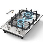 Gas Stove Gas Cooktop 2 Burners 12 Inch, ANHANE Portable Stainless Steel Built-in Gas Propane Cooktop, LPG/NG Dual Fuel Easy to Clean for RVs, Apartments, Outdoor