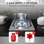 Gas Stove Gas Cooktop 2 Burners 12 Inch, ANHANE Portable Stainless Steel Built-in Gas Propane Cooktop, LPG/NG Dual Fuel Easy to Clean for RVs, Apartments, Outdoor