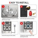 Gas Stove Gas Cooktop 2 Burners 12 Inch, ANHANE Portable Stainless Steel Built-in Gas Propane Cooktop, LPG/NG Dual Fuel Easy to Clean for RVs, Apartments, Outdoor