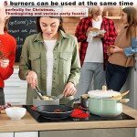 Noxton 30 Inch Electric Cooktop, 8400W 5 Burners Built-in Radiant Electric Stove Top, with Glass Protection Metal Frame, Slider Control, 9 Power Levels, Child Safety Lock, Timer, 220-240V