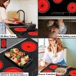 Noxton 30 Inch Electric Cooktop, 8400W 5 Burners Built-in Radiant Electric Stove Top, with Glass Protection Metal Frame, Slider Control, 9 Power Levels, Child Safety Lock, Timer, 220-240V