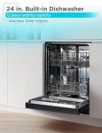 BLACK+DECKER 24" Built-In Dishwasher, 12-Place Setting Capacity with Stainless Steel Tub, Dish Washer with 6 Wash Programs, Low Noise, ENERGY STAR Certified, BDW200MB, Black