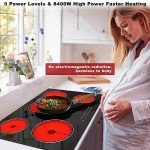 Noxton 30 Inch Electric Cooktop, 8400W 5 Burners Built-in Radiant Electric Stove Top, with Glass Protection Metal Frame, Slider Control, 9 Power Levels, Child Safety Lock, Timer, 220-240V