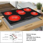 Noxton 30 Inch Electric Cooktop, 8400W 5 Burners Built-in Radiant Electric Stove Top, with Glass Protection Metal Frame, Slider Control, 9 Power Levels, Child Safety Lock, Timer, 220-240V