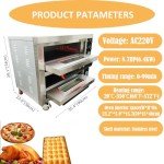 HayWHNKN Commercial Pizza Oven Double-decker Electric Oven Commercial Pizza Maker with Universal Wheels for Kitchen 220V Single Phase 6.4KW
