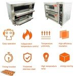 HayWHNKN Commercial Pizza Oven Double-decker Electric Oven Commercial Pizza Maker with Universal Wheels for Kitchen 220V Single Phase 6.4KW