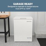 West Bend Chest Freezer with Adjustable Temperature Control, Free-Standing with Single Flip-Up Lid, Manual Defrost with Drain Perfect for Homes, Garages, Basements, 5-Cu.Ft, White