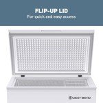 West Bend Chest Freezer with Adjustable Temperature Control, Free-Standing with Single Flip-Up Lid, Manual Defrost with Drain Perfect for Homes, Garages, Basements, 5-Cu.Ft, White