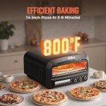 BIG HORN OUTDOORS Pizza Oven Indoor, 14" Electric Countertop Pizza Oven with 6 Modes, Heats up to 800°F Pizza Maker, Flip-Up Design Pizza Cooker for Home Kitchen, Restaurants, Parties