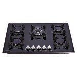Tymetik Gas Cooktop 30 Inch, Built-in Tempered Glass Gas Stovetop 5 High Efficiency Burners Gas Stove Top Propane/Natural Gas Convertible Gas Hob (Black)