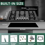 Tymetik Gas Cooktop 30 Inch, Built-in Tempered Glass Gas Stovetop 5 High Efficiency Burners Gas Stove Top Propane/Natural Gas Convertible Gas Hob (Black)
