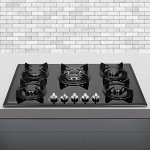 Tymetik Gas Cooktop 30 Inch, Built-in Tempered Glass Gas Stovetop 5 High Efficiency Burners Gas Stove Top Propane/Natural Gas Convertible Gas Hob (Black)