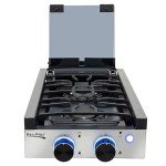 RecPro RV Built In Gas Cooktop | 2 Burner or 3 Burner | RV Cooktop Stove | 6,500 and 8,000 BTU Burners | Cover Included (Stainless Steel, 2-Burner)