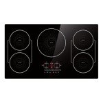 36 Inch Induction Cooktop 5 Burners, Flat Glass Top Electric Stove Hob with Bridge-SYNC, 3 Preset Modes Booster, Timer, Pause, Child Lock, Drop in, 208~240V/50A, Black