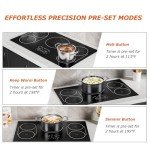 36 Inch Induction Cooktop 5 Burners, Flat Glass Top Electric Stove Hob with Bridge-SYNC, 3 Preset Modes Booster, Timer, Pause, Child Lock, Drop in, 208~240V/50A, Black