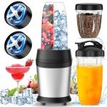 Colarlemo 12-Piece Smoothie Blender Maker 25,000 RPM Personal Blender for Ice Crushing Smoothies & Frozen Drinks Nuts with 23oz, 32oz, 37oz Portable Cups Two 6-Leaf Stainless Steel Blades, Silver