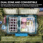 Whynter FM-62DZ 62 Quart Dual Zone Portable Refrigerator and Deep Freezer Chest, AC 110V/ DC 12V, Real Freezer for Car, Home, and RV, -8°F to 50°F Temperature Range, Gray, Fridge + Power Supply Cord