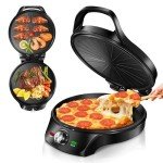 12-Inch Pizza Maker & Electric Griddle Nonstick - CACHOO Countertop Pizza Oven with 30-Min Timer & Auto Shut-Off, 180° Open Indoor Grill for Burgers, Crepes, Quesadillas, Pancakes, Omelets