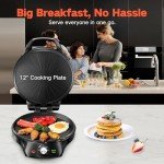 12-Inch Pizza Maker & Electric Griddle Nonstick - CACHOO Countertop Pizza Oven with 30-Min Timer & Auto Shut-Off, 180° Open Indoor Grill for Burgers, Crepes, Quesadillas, Pancakes, Omelets