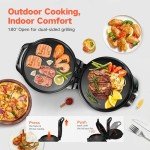 12-Inch Pizza Maker & Electric Griddle Nonstick - CACHOO Countertop Pizza Oven with 30-Min Timer & Auto Shut-Off, 180° Open Indoor Grill for Burgers, Crepes, Quesadillas, Pancakes, Omelets