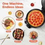 12-Inch Pizza Maker & Electric Griddle Nonstick - CACHOO Countertop Pizza Oven with 30-Min Timer & Auto Shut-Off, 180° Open Indoor Grill for Burgers, Crepes, Quesadillas, Pancakes, Omelets