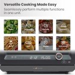 VAL CUCINA 7-in-1 Steam Convection Oven Countertop with Air Fry, Bake, Sous Vide, Ferment, Built-in Recipes | Anti-Scalding, Self Clean, Food-grade Stainless Steel Cavity & Accessories | 1500W (Black)