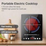 VBGK Electric Cooktop,110V Electric Stove Top,Single Burner Cooktop LED Touch Control,9 Power Levels, Kids Lock &Timer,Overheat Protection,1800W Portable Induction Burner.