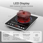 VBGK Electric Cooktop,110V Electric Stove Top,Single Burner Cooktop LED Touch Control,9 Power Levels, Kids Lock &Timer,Overheat Protection,1800W Portable Induction Burner.