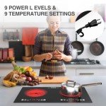 Electric Cooktop, 24 Inch 2 Burner Cooktop 110V, Built-in and Countertop Stove Top Plug in, 2400W Electric Stove, Compatible for All Cookware,Timer & Kid Safety Lock