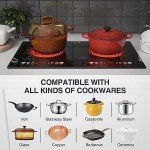 Electric Cooktop, 24 Inch 2 Burner Cooktop 110V, Built-in and Countertop Stove Top Plug in, 2400W Electric Stove, Compatible for All Cookware,Timer & Kid Safety Lock