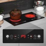 Electric Cooktop, 24 Inch 2 Burner Cooktop 110V, Built-in and Countertop Stove Top Plug in, 2400W Electric Stove, Compatible for All Cookware,Timer & Kid Safety Lock