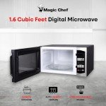 Magic Chef Compact Countertop Microwave Oven, 1,100 Watts, Stainless Steel, 1.6 Cu. Ft. - Digital Kitchen Appliance with One-Touch Cooking, Child Lock, Timer, Reheat, Defrost, and 10 Power Levels