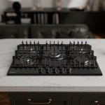 Empava 36" Bulit-in Tempered Glass Gas Cooktops 5 Italy Imported Sabaf Burners Stove Tops, 36 Inch, Black