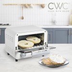 COOK WITH COLOR Mini Toaster Oven: 600W Power, Precision Timer, Auto Shutoff, and Culinary Delights Up To 450 Degrees, Cream