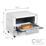 COOK WITH COLOR Mini Toaster Oven: 600W Power, Precision Timer, Auto Shutoff, and Culinary Delights Up To 450 Degrees, Cream