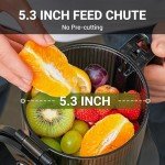 AMZCHEF Juicer Machines, 5.8" Extra Self-Feeding Cold Press Juicer for Whole Vegetable & Fruit, Juice Extractor Machine with Large Auger & Triple Strainers, Easy to Clean, High Juice Yield, Black