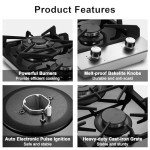 Eascookchef 2 Burner Propane Gas Cooktop, 12 inch LPG/NG Dual Fuel Built-in Gas Stove Top, Black Tempered Glass Gas Stove, Gas Hob for Apartment, Outdoor, RV, With Thermocouple Protection