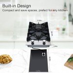 Eascookchef 2 Burner Propane Gas Cooktop, 12 inch LPG/NG Dual Fuel Built-in Gas Stove Top, Black Tempered Glass Gas Stove, Gas Hob for Apartment, Outdoor, RV, With Thermocouple Protection