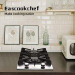Eascookchef 2 Burner Propane Gas Cooktop, 12 inch LPG/NG Dual Fuel Built-in Gas Stove Top, Black Tempered Glass Gas Stove, Gas Hob for Apartment, Outdoor, RV, With Thermocouple Protection